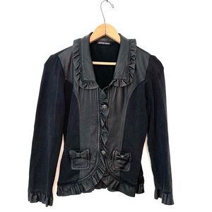 Michael Simon | Black Leather Button Down Fitted Jacket